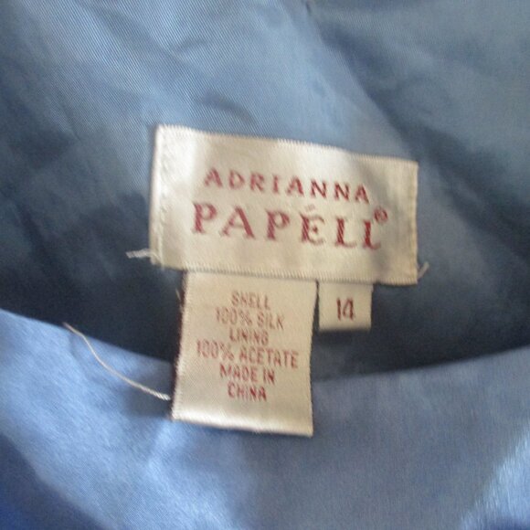 Adrianna Papell blue reversible neck tank shell Top 100% silk m - Picture 2 of 3